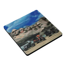 Harley Davidson Motorcycle in front of Mount Rushmore - 3D Drink Coasters