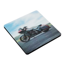 Harley Davidson Motorcycle in front of Mount Rushmore - 3D Drink Coasters