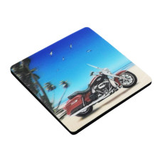 Harley Davidson Motorcycle in front of Mount Rushmore - 3D Drink Coasters